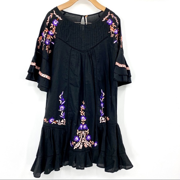 Free People Pavlo embroidered babydoll dress blk - Picture 4 of 13